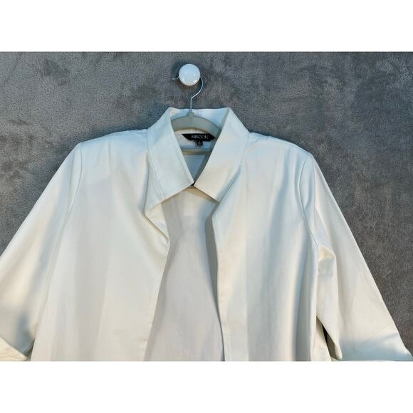 Misook Jacket Small White Open Front 3/4 Sleeve Preppy Minimalist Flaw NWT - Picture 2 of 10